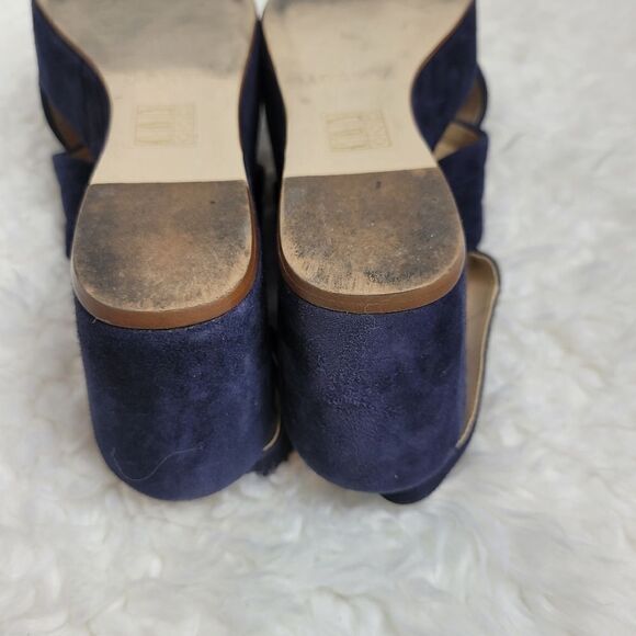 J.Crew Marcie Womens Shoes Size 9 Blue Suede Platform Wedge Sling back Sandal - Picture 11 of 12